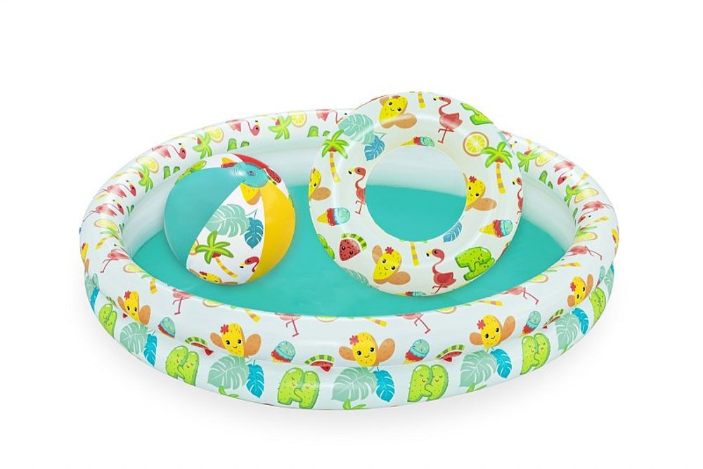Levně Bestway Nafukovací SET - bazén 112cm, plavací kruh 51cm, míč 41x15cm