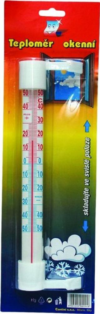 Levně teploměr 20,5cm okenní, -50°C+50°C, objímka plast