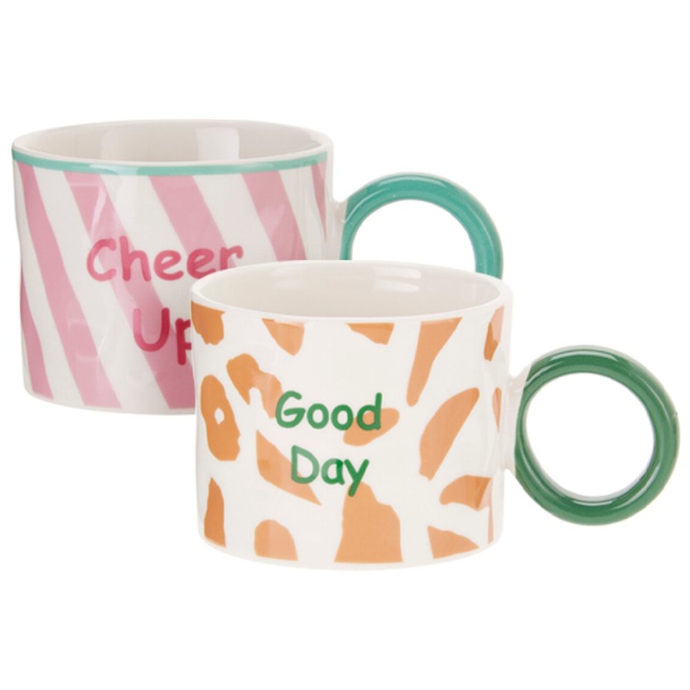 SIAKI Sada hrnků porcelán 2 ks 380 ml růžová / oranžová KO-Q80001120ruor