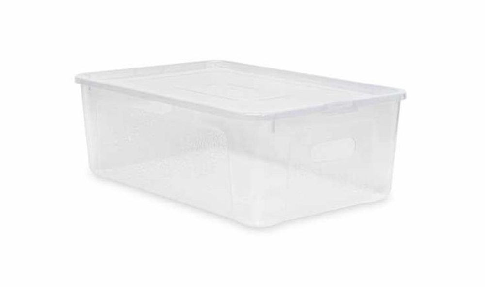 Levně box 7,0l+víko, otvory, 34x20x10cm, transp. RASTR, MULTIBOX, plast