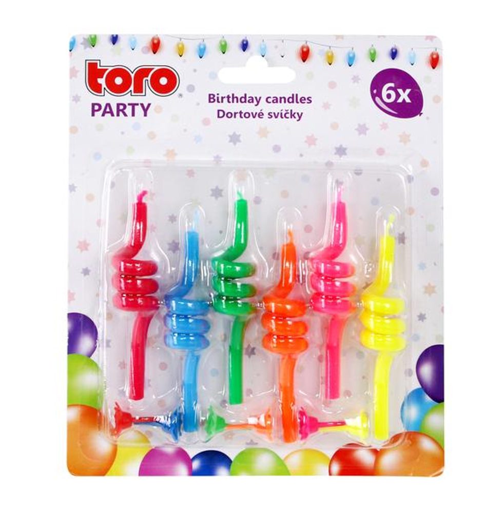 Levně TORO SVÍČKA SPIRÁLOVÁ S PODSTAVCEM 8,8X0,5CM, 6KS