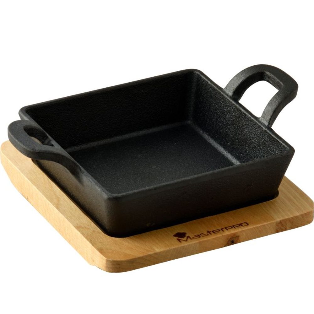 Levně MASTERPRO Pekáč litinový s podstavcem COOK & SHARE 12,6x18,5x3,6 cm černá BGMP-3805-EM