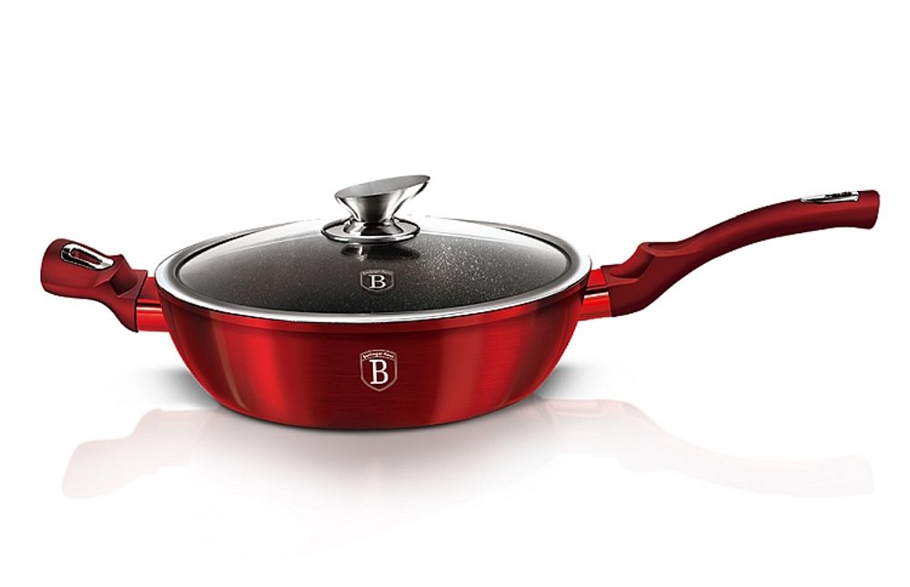 Levně BERLINGERHAUS Pánev hluboká s mramorovým povrchem a poklicí 32 cm Burgundy Metallic Line BH-1261