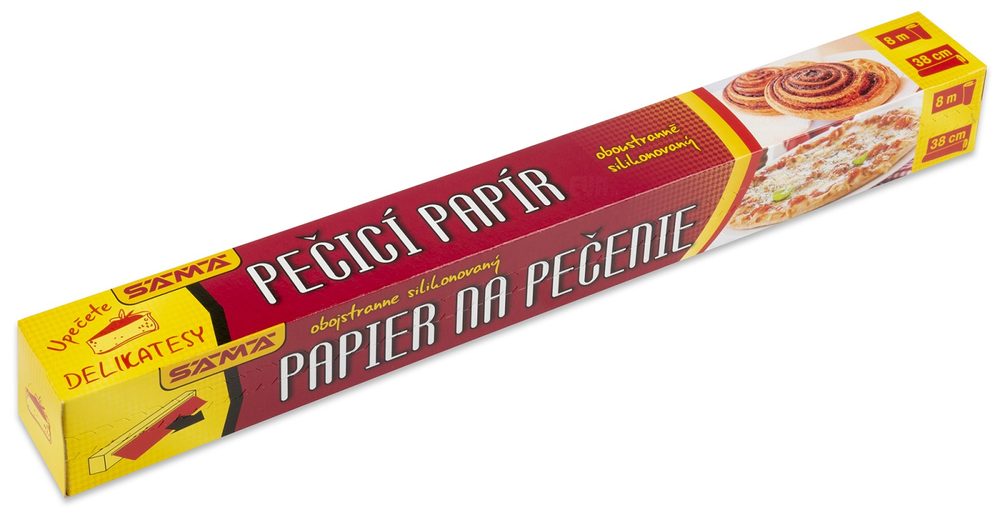 Levně papír pečící 38cm x 8m do 220°C, 40g/m2, krab.
