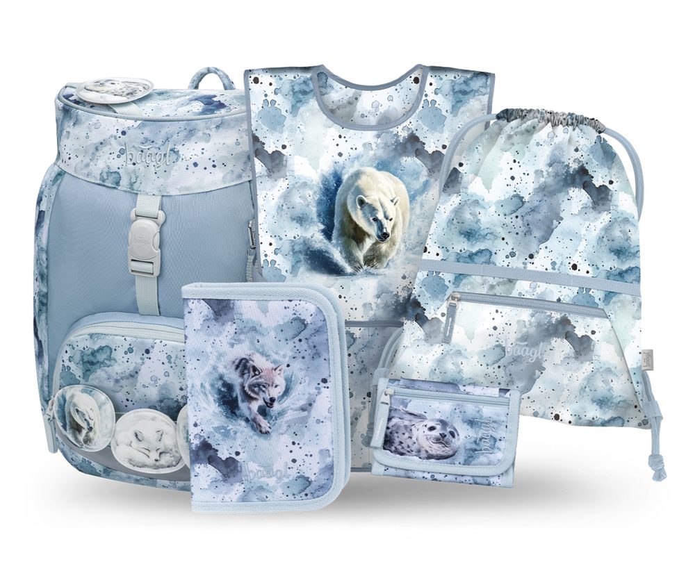 Levně BAAGL SET 5 Airy Polar: batoh, penál, sáček, zástěra, peněženka GRS