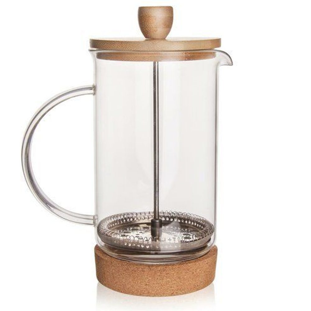 Levně konvice 1,00l CORK, COFFEE MAKER, sklo/NR/bambus