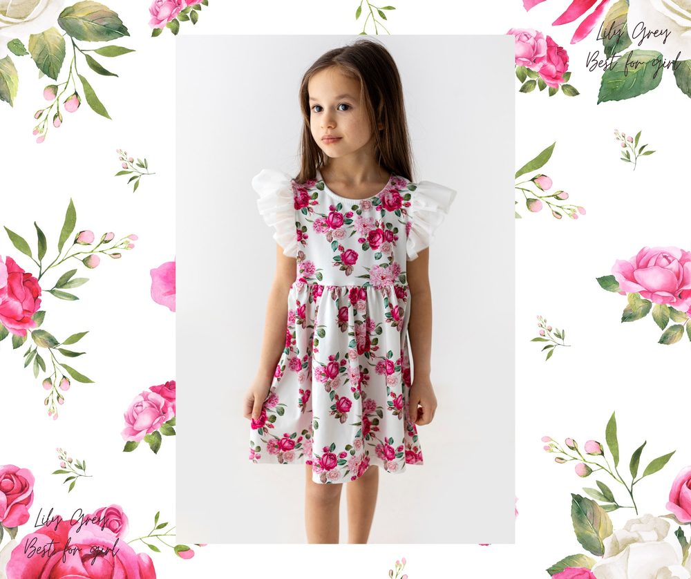 Levně Lily Grey Dívčí šaty s tylovým rukávem Lily Grey kytice - 104