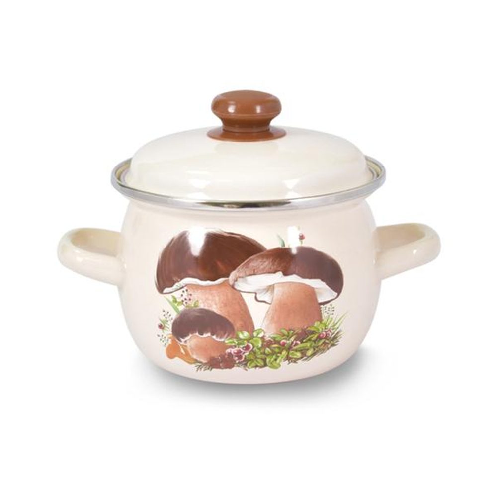 Levně TORO BUCLATÝ HRNEC "HOUBY" S POKLICÍ 3,5 L, SMALT