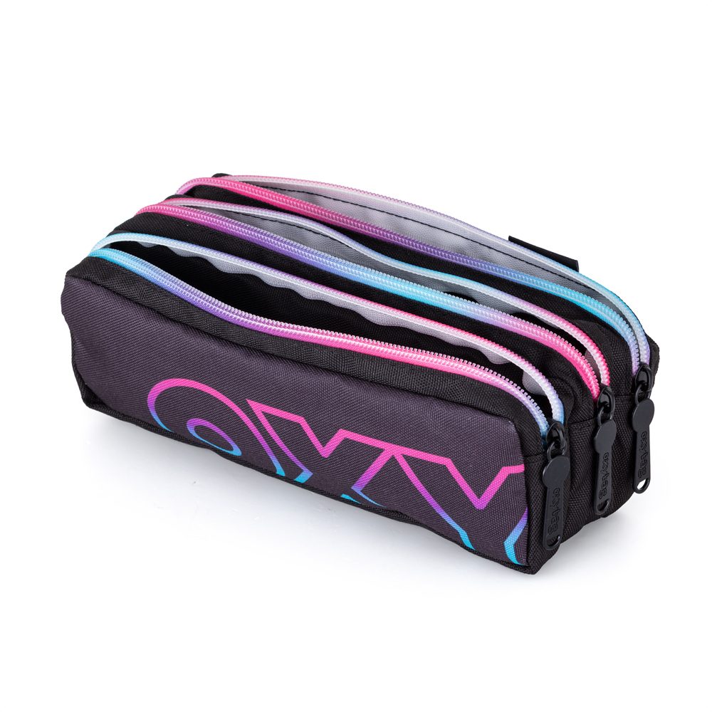 Levně Pouzdro etue 3 zipy Rainbow Pink