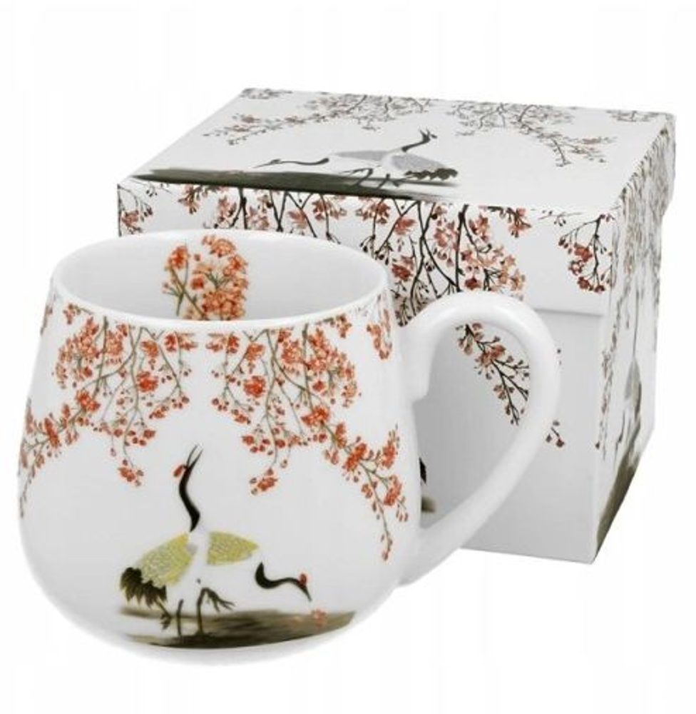 Levně hrnek 430ml baňatý SAKURA+JEŘÁBI, porcelán, DB
