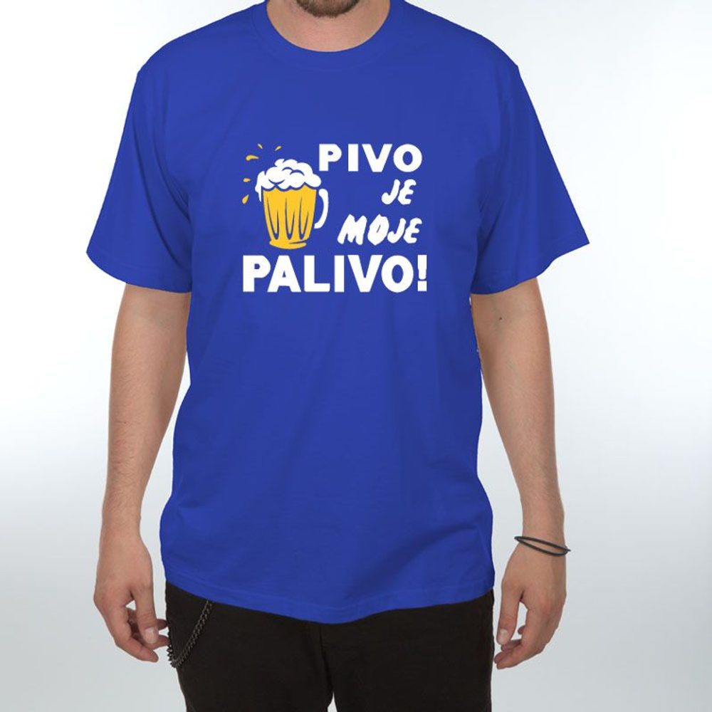 Levně Tričko - Pivo je moje palivo - XL královsky modrá