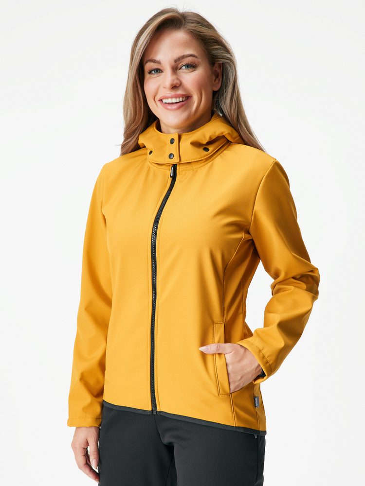Levně Unuo, Dámská softshellová bunda s fleecem Slim, Hořčicová - 3XL