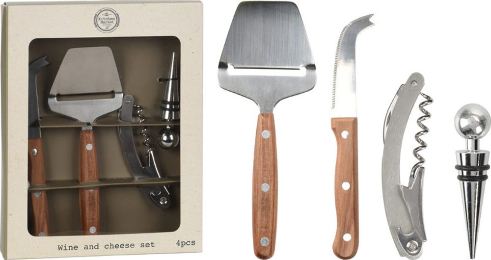 Levně EXCELLENT HOUSEWARE Otvírák na víno a kráječ na sýr sada 4 ks KO-170485140