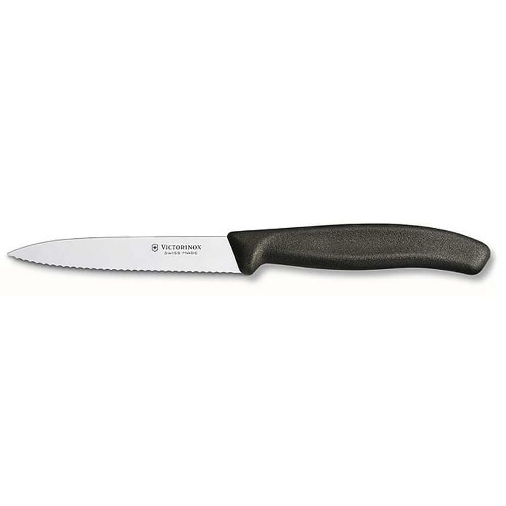 Levně nůž 10cm kuch., vlnk.čepel, špička, ČERNÝ VICTORINOX