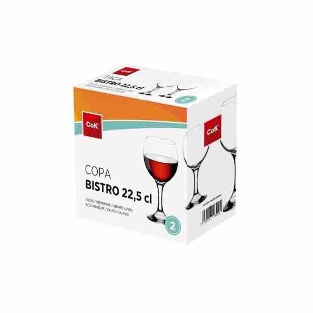 Levně Cegeco SADA SKLENIC NA VÍNO BISTRO 220 ML, 2KS, SKLO