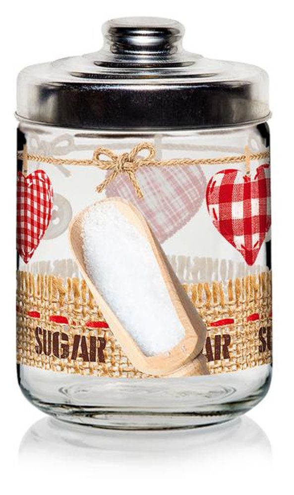 Levně CERVE DÓZA SKLO S VÍČKEM NA CUKR 800ML,VALENTINA DEK.SRD