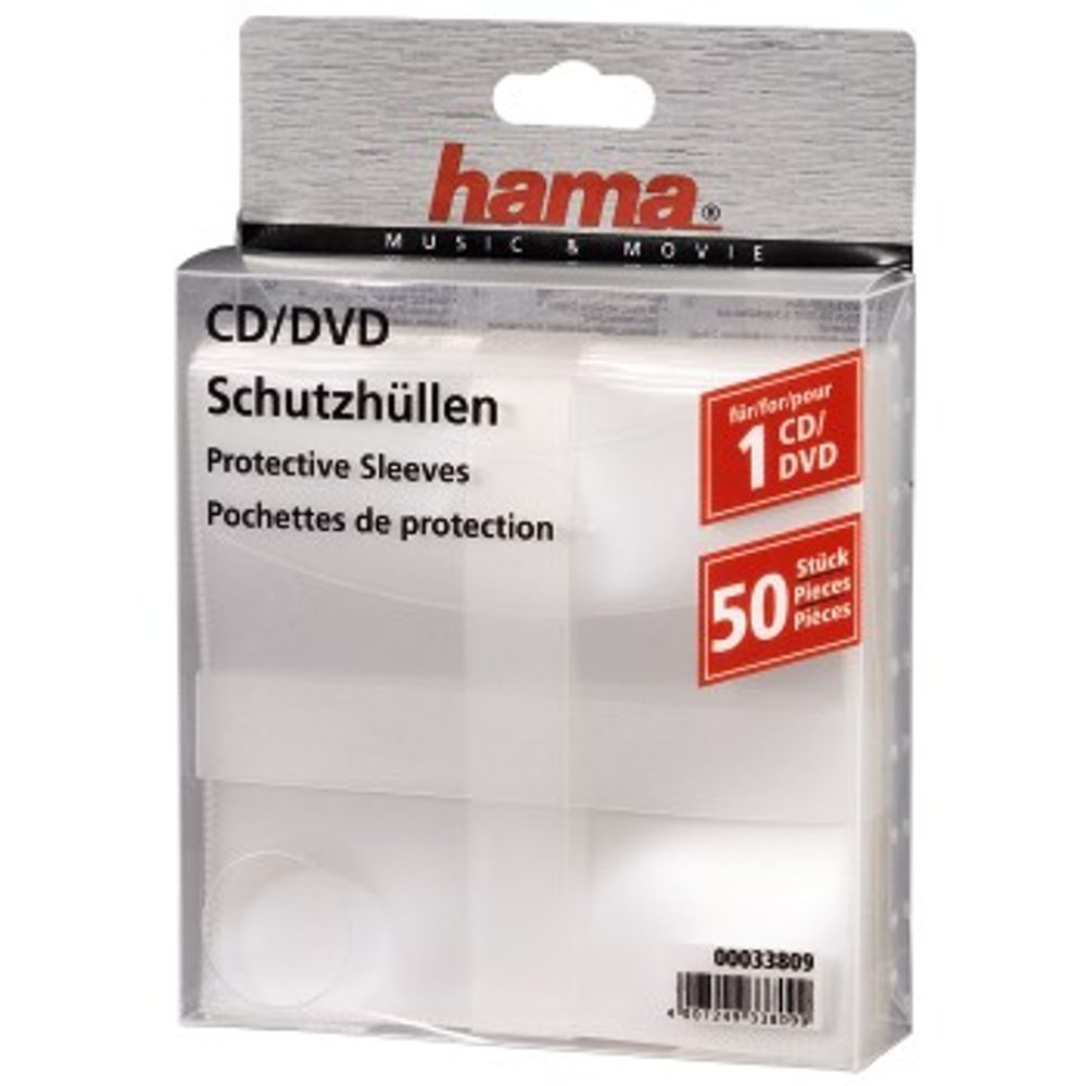 Levně Hama CD/DVD Protective Sleeves 50, transparent