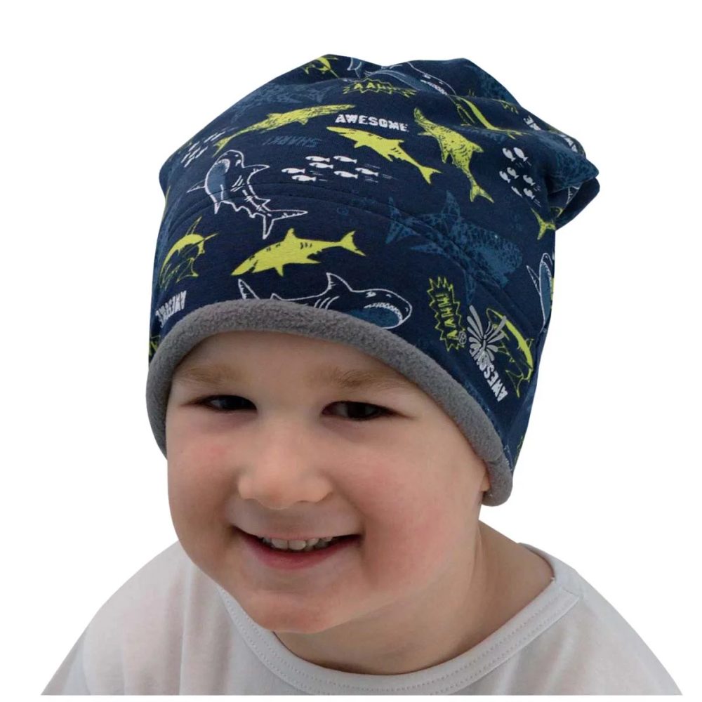 Levně ESITO Zimní čepice spadená Shark - 42 modrá