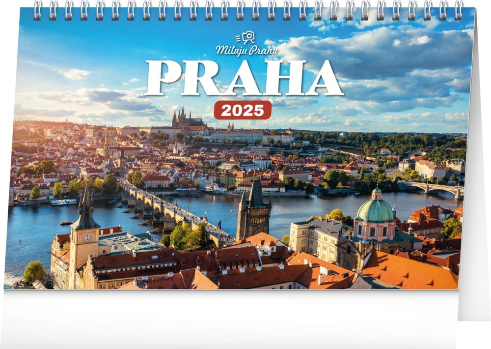 Baagl NOTIQUE Stolní kalendář Praha – Miluju Prahu 2025, 23,1 x 14,5 cm
