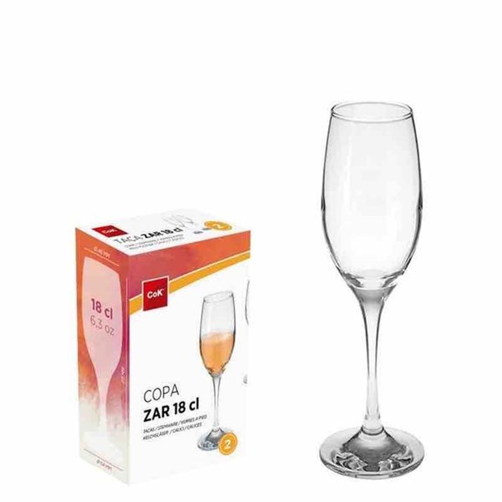 Levně Cegeco SADA SKLENIC NA ŠAMPAŇSKÉ ZAR 180 ML, 2KS, SKLO