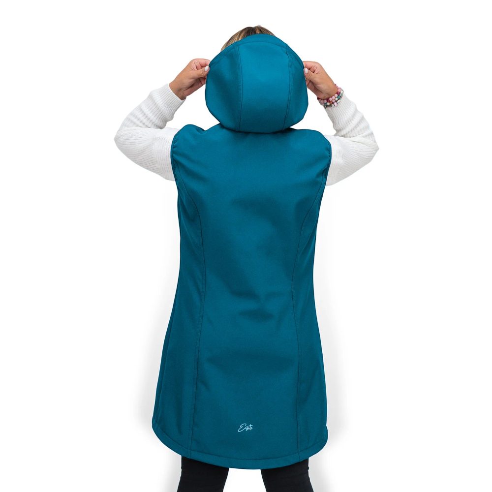 ESITO Dámská dlouhá softshellová vesta Turquoise - tyrkysová - L tyrkysová