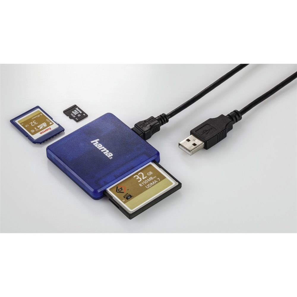 Hama multi čtečka karet USB 2.0, SD/microSD/CF, modrá (obrázek 2)