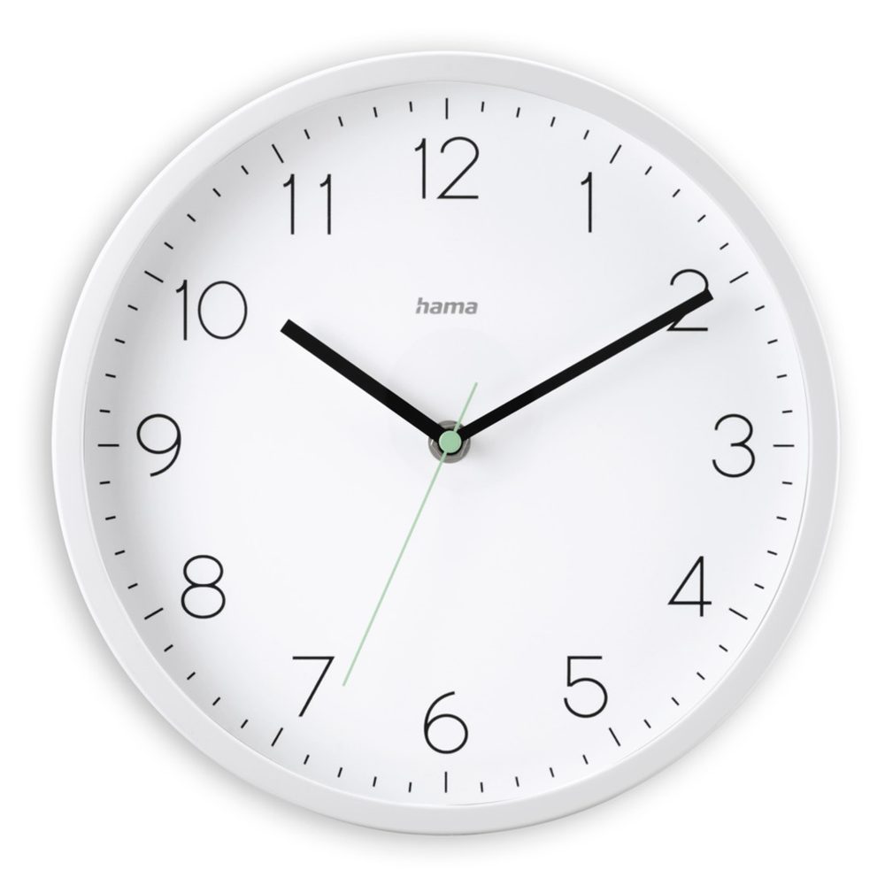 Levně Hama Menorca, nástěnné hodiny řízené rádiovým signálem, 25 cm, bílé
