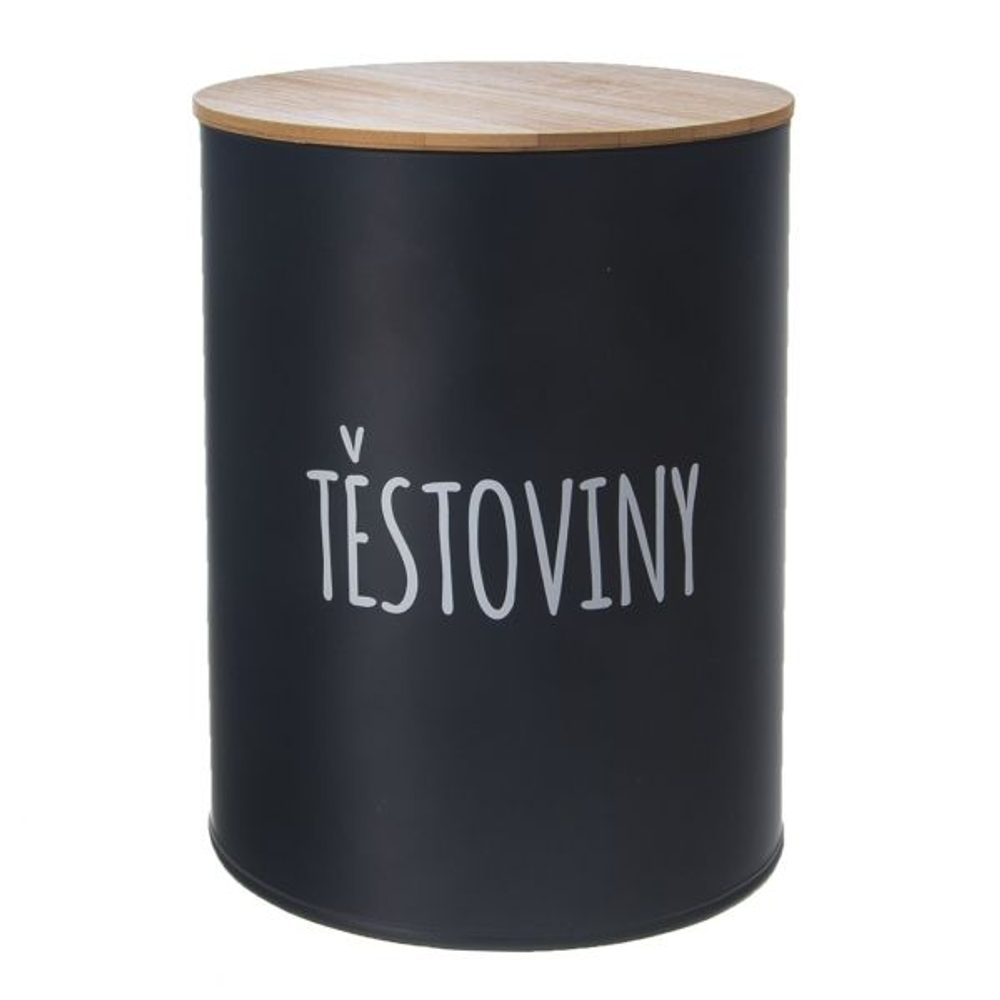 Levně dóza plech. d13x17,5cm, TĚSTOVINY, BLACK, plech/bambus
