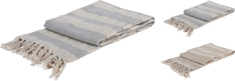 Levně HOMESTYLING Deka se střapci bavlna 130 x 170 cm modrá KO-A35821740modr