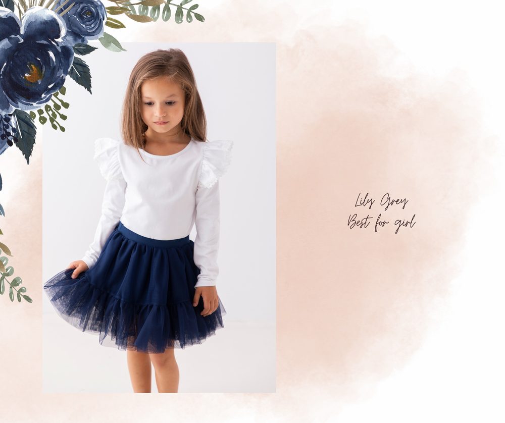 Levně Lily Grey Dívčí blůzka Lily Grey - White s krajkou - 152