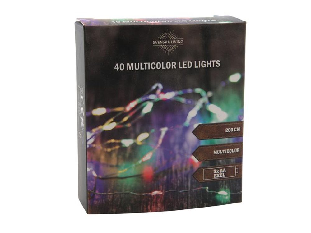 Levně SVENSKA LIVING ŘETĚZ 40LED VÍCEBAREVNÝ 2M 3XAA