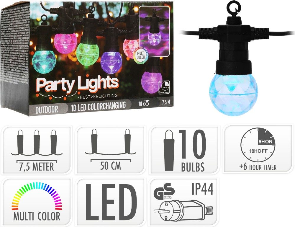 Levně PROGARDEN Světelný řetěz žárovky LED PARTY 10 ks 7,5m KO-AF5300210
