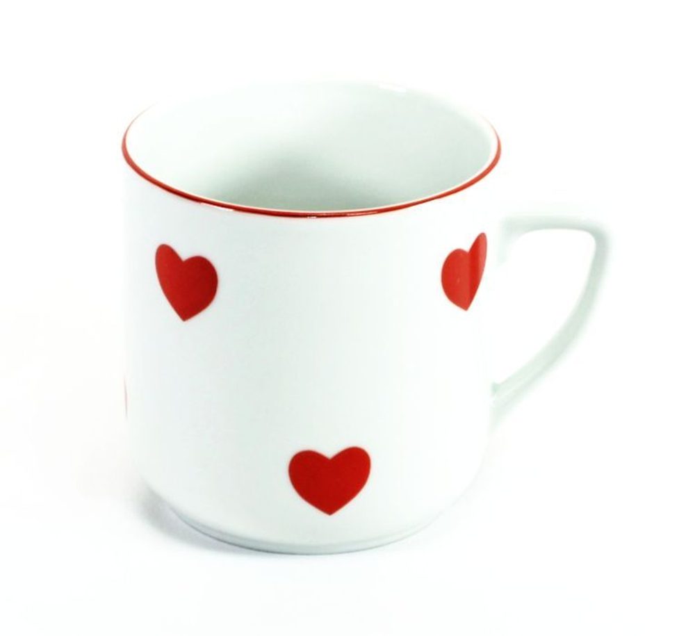 Levně hrnek 400ml PĚTKA-ČERV.SRDÍČKA, čes.porcelán