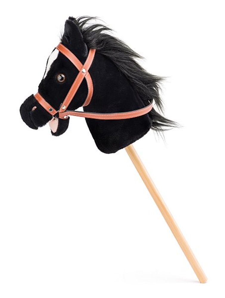 Levně FAUNICA Hobby horse Baron, černý kůň na tyči se zvuky