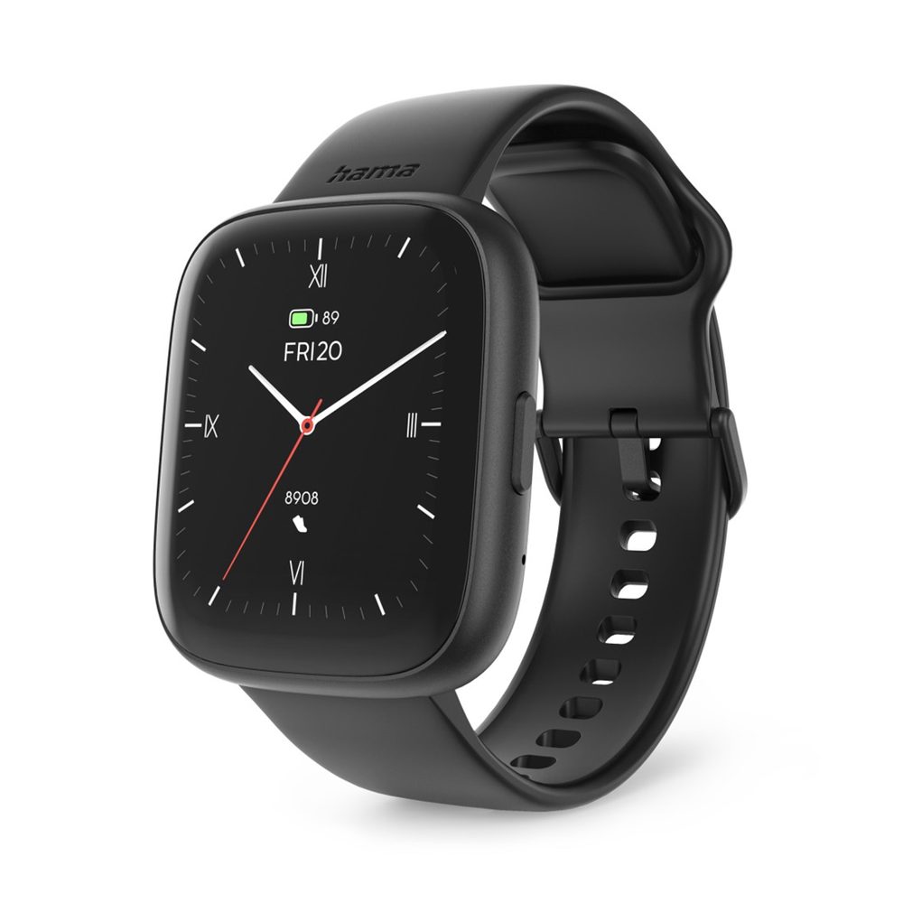 Levně Hama 4000, smart hodinky, funkce telefonování, voděodolné IP68, Siri/ Google Assistant, černé