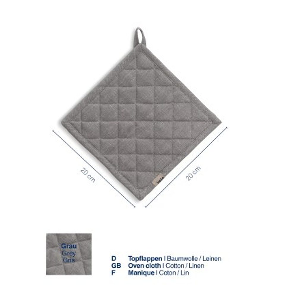 Levně KELA Podložka pod hrnec Puro 55% bavlna/45% len šedý 20,0x20,0cm KL-12804