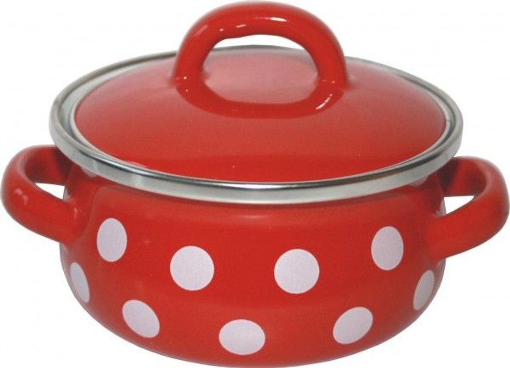 Levně rendlík+PO d18 červ., bílý puntík, 2,0l, smalt