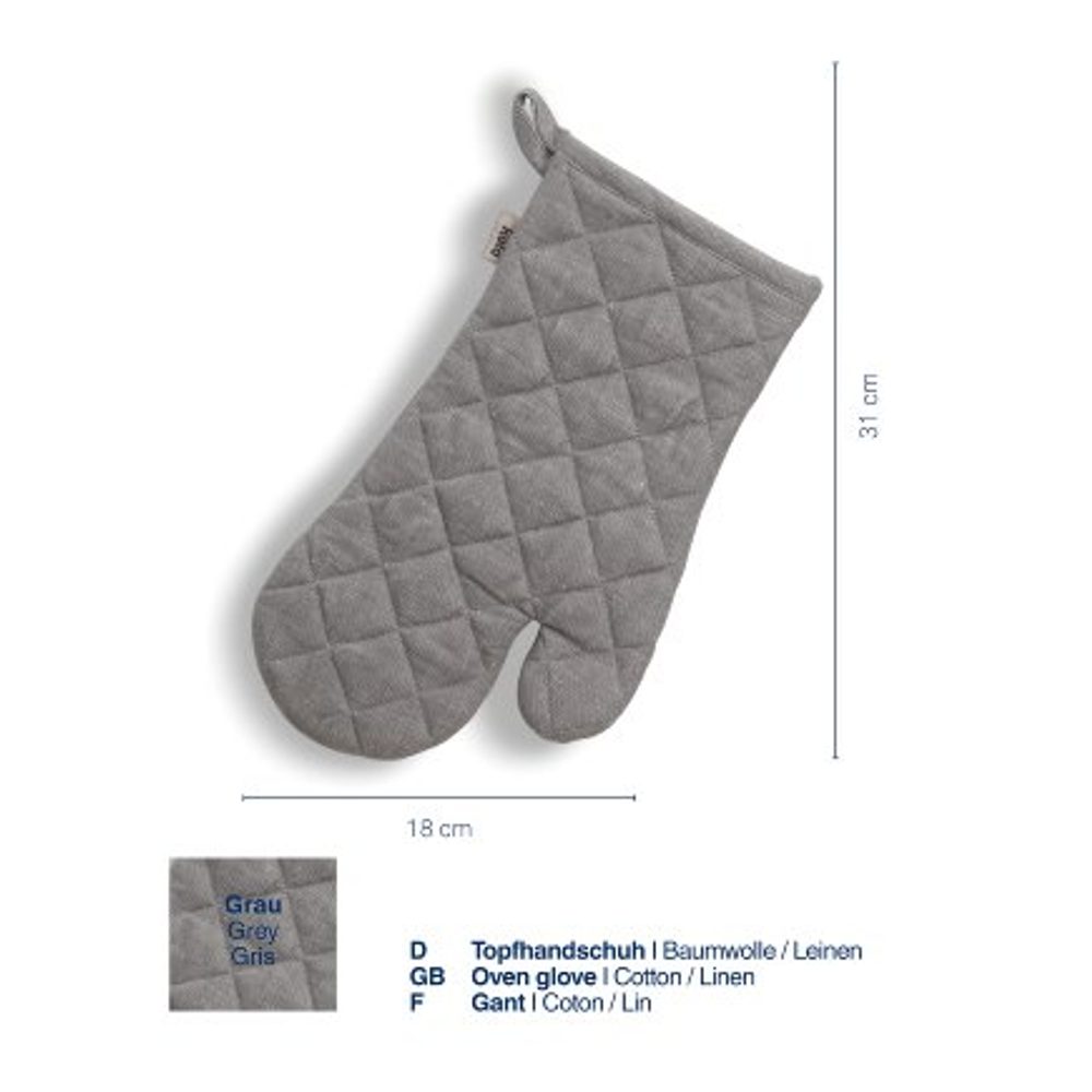 Levně KELA Chňapka rukavice do trouby Puro 55%bavlna/45%len šedá 31,0x18,0cm KL-12803