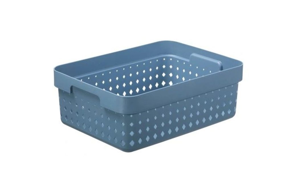 Levně košík SEOUL M, 36x27x13cm-sev.modrý, plast