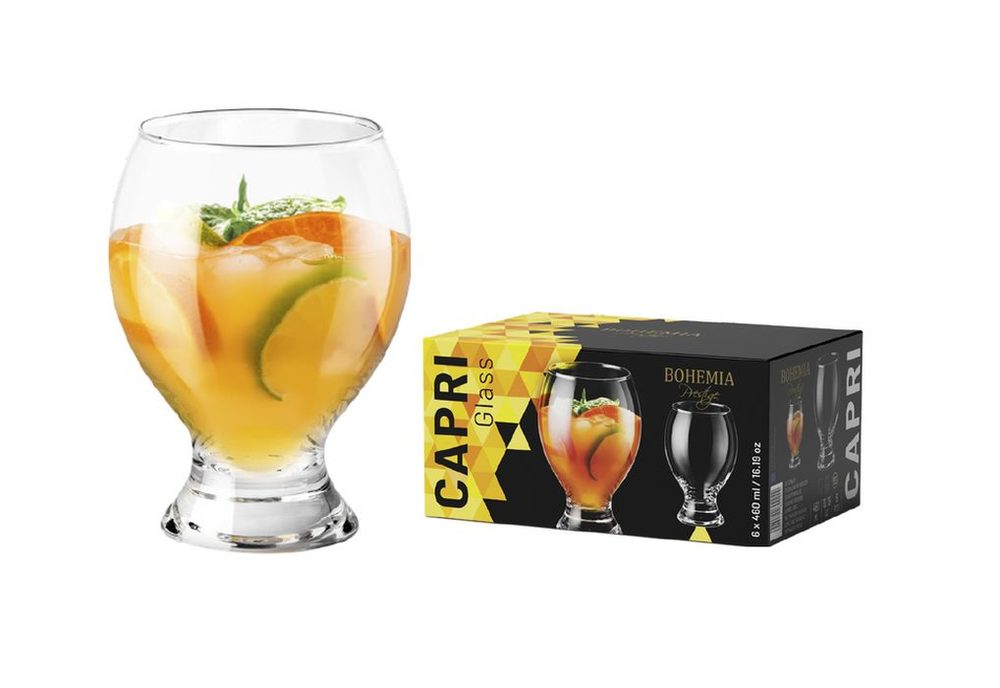 Levně sklen. 460ml, 6ks, BOHEMIA PR. CAPRI, malá stopka