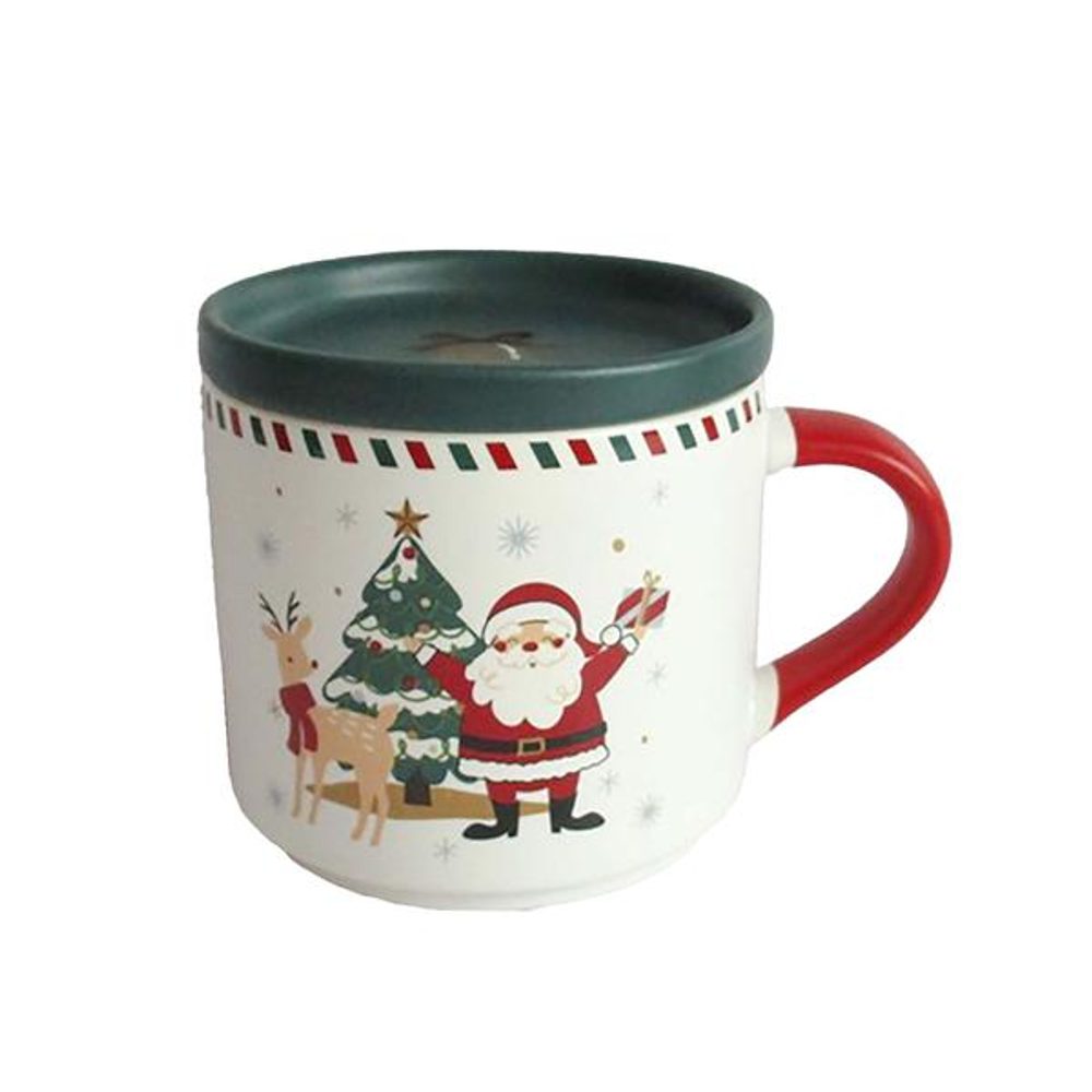 Levně TORO HRNEK S VÁNOČNÍ MOTIV SANTA S VÍČEM KERAMIKA 405ML