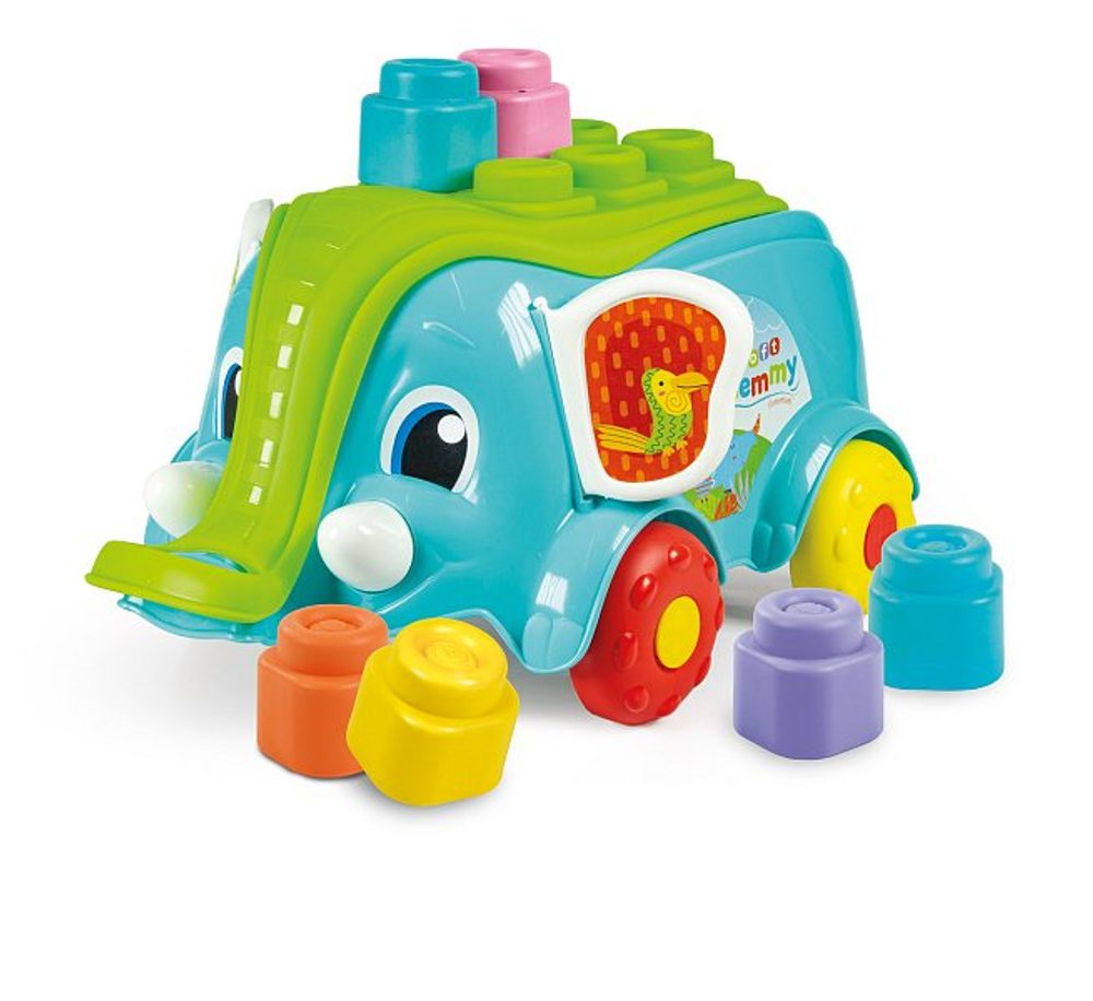 Levně CLEMENTONI Clemmy baby - vozík slůně, 10 kostek
