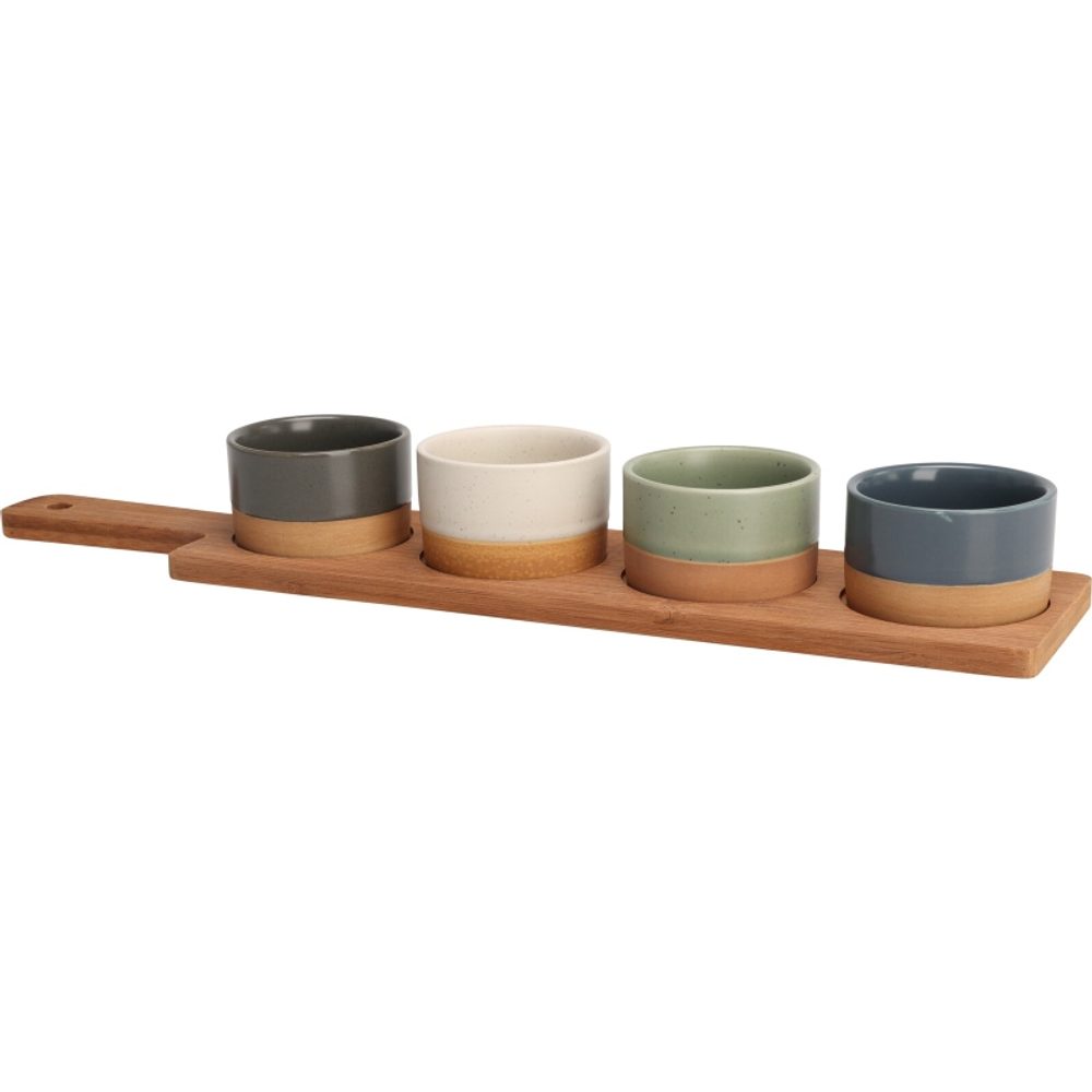 EXCELLENT HOUSEWARE Sada misek na pochutiny servírovací s prkénkem 4 ks KO-210001100