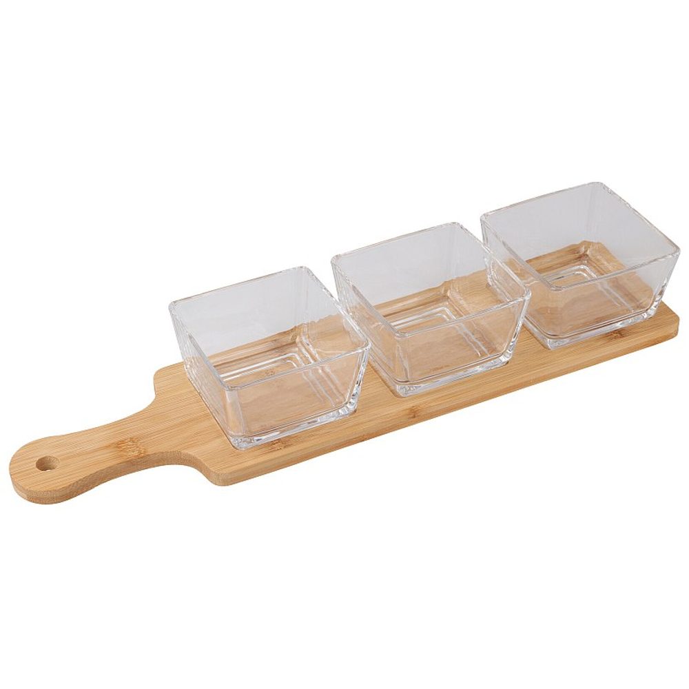 Levně EXCELLENT HOUSEWARE Servírovací misky na bambusovém podnose sada 4 ks KO-210001320