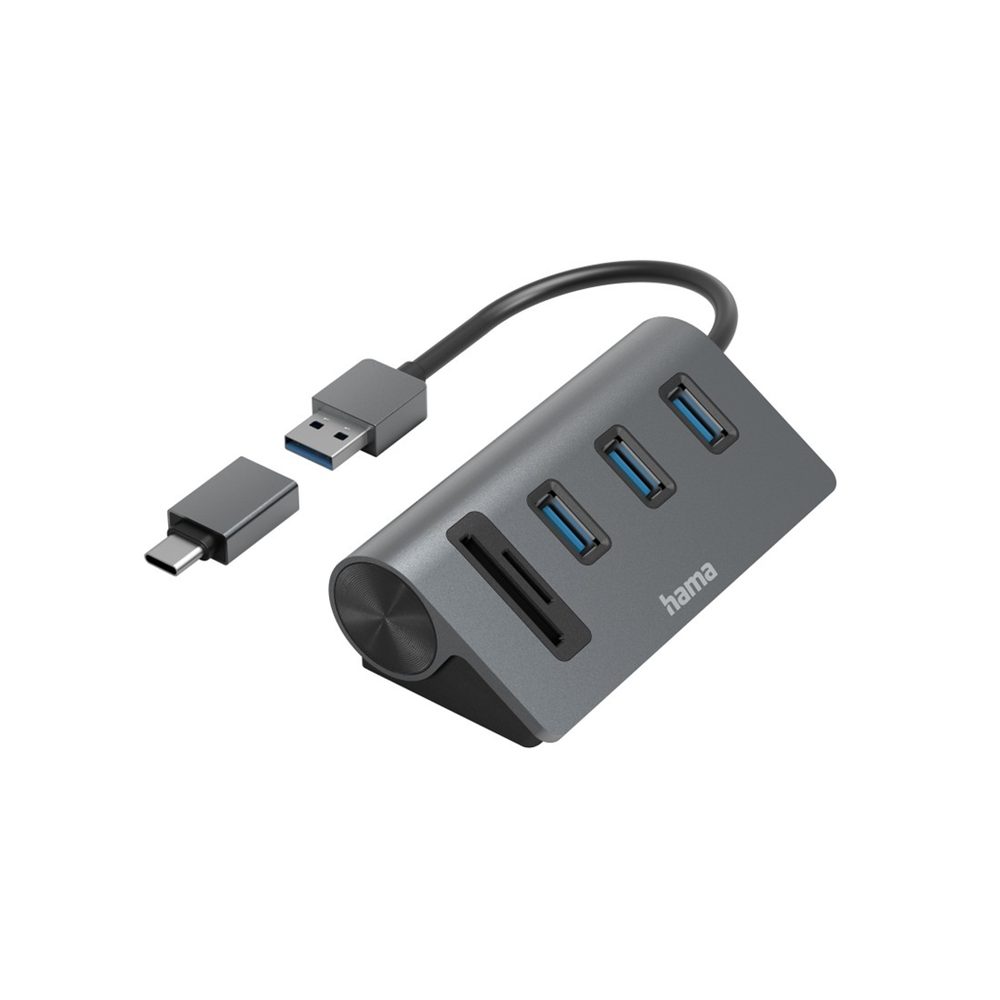 Levně Hama USB hub a čtečka karet, 5 portů, USB-C adaptér