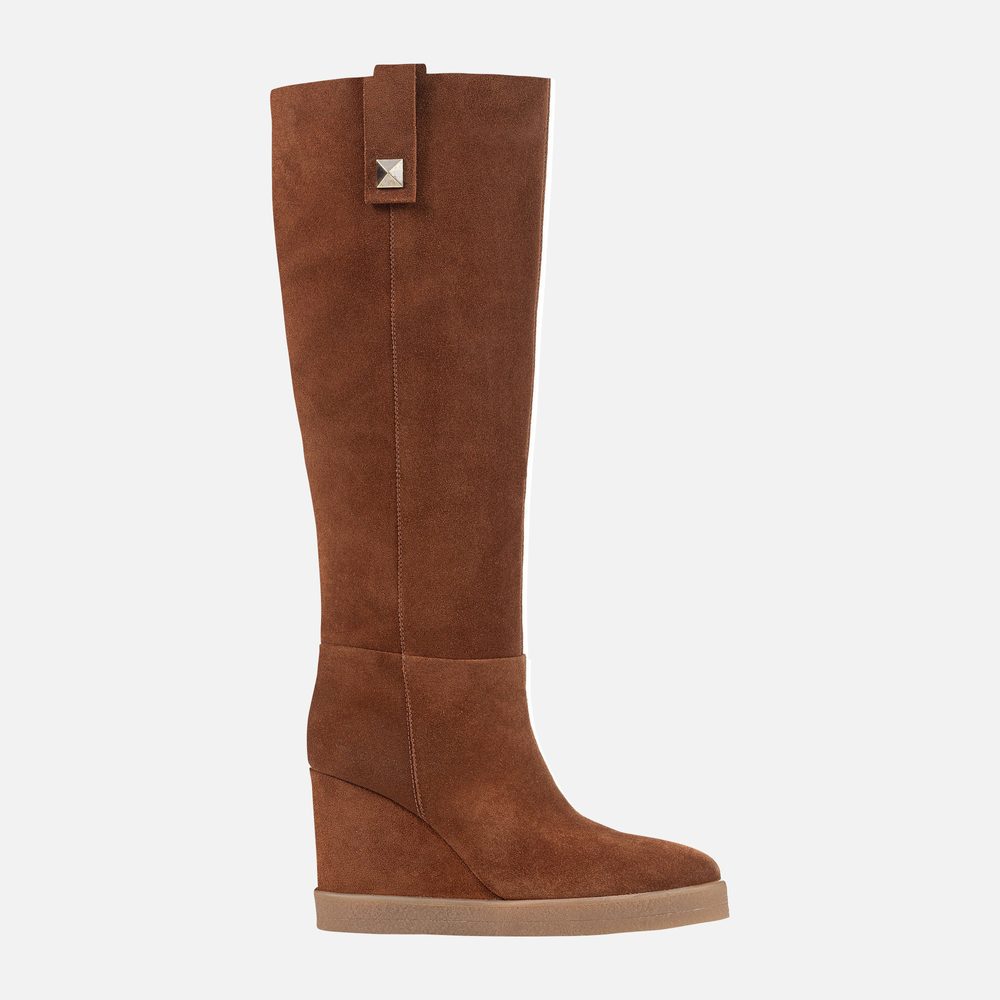 Hnědé dámské kozačky Geox Wedge - 36