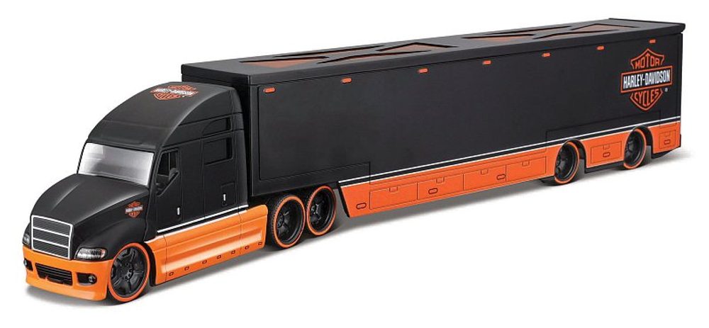 Levně Maisto - Harley-Davidson Haulers, černo-oranžová, 1:64