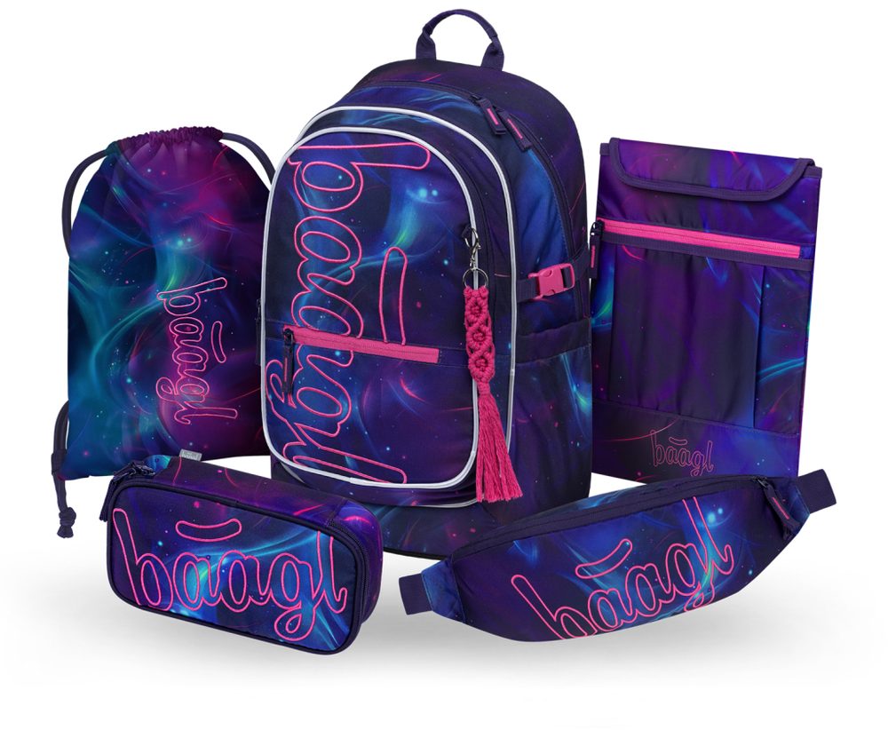 Levně BAAGL SET 5 Core Nova: batoh, penál, sáček, ledvinka, obal na notebook GRS