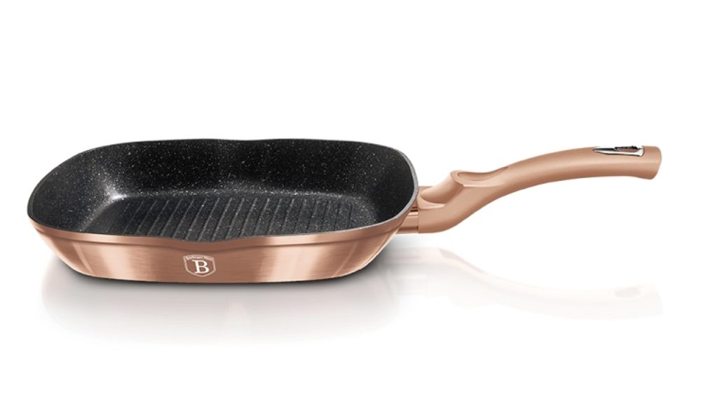 Levně BERLINGERHAUS Pánev grilovací s mramorovým povrchem 28 cm Rosegold Metallic Line BH-1521