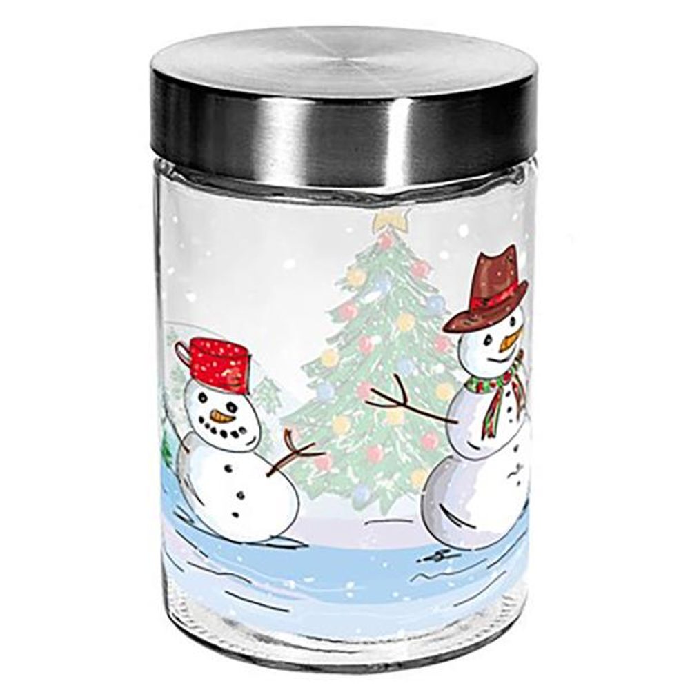 Levně TORO DÓZA NA CUKROVÍ SKLO 1,1L, 11,6X17,5CM SNĚHULÁK